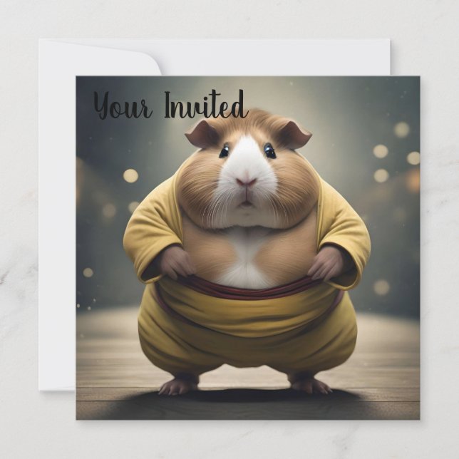 "Sumo Squeakdown: The Mighty Guinea Pig Wrestler" Invitation (Front)