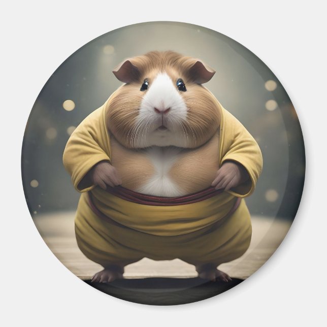 "Sumo Squeakdown: The Mighty Guinea Pig Wrestler" Magnet (Front)