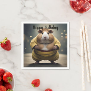 "Sumo Squeakdown: The Mighty Guinea Pig Wrestler" Napkin