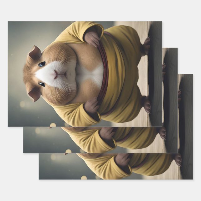 "Sumo Squeakdown: The Mighty Guinea Pig Wrestler" Wrapping Paper Sheet (Set)