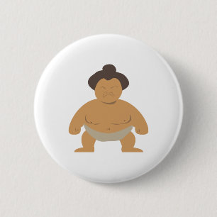 Sumo Wrestler 6 Cm Round Badge