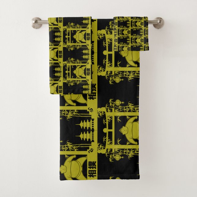 Sumo Wrestler Bath Towel Set (Insitu)