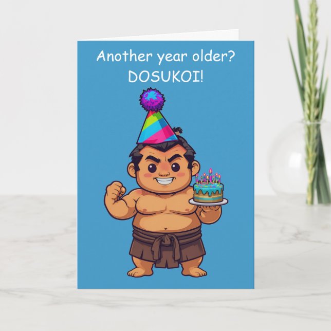 Sumo Wrestler Birthday Dosukoi Greeting Card (Front)