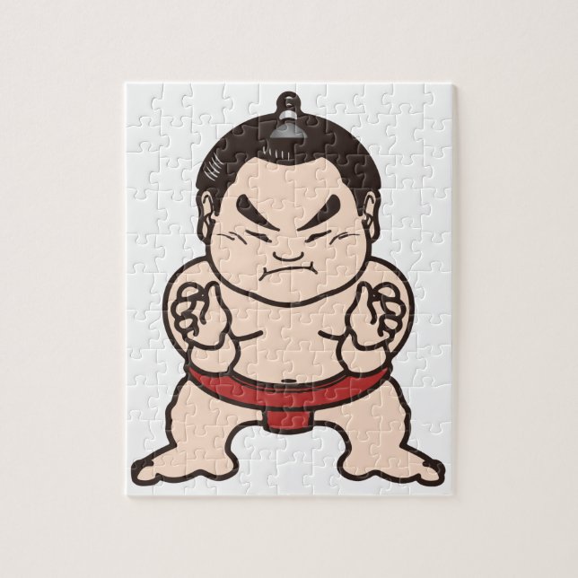 Sumo Wrestler Cartoon Japan Japanese Wrestling Jigsaw Puzzle (Vertical)