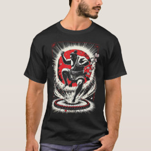 Sumo Wrestler In Red Moon, Japanese Anime Art T-Shirt