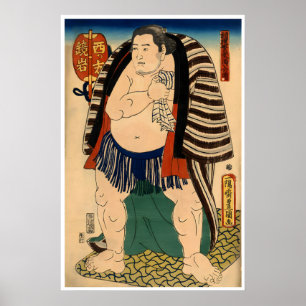 Sumo Wrestler Poster Art Japanese Woodblock Print