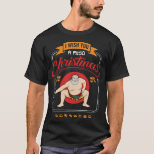 Sumo Wrestler Santa Claus Sushi I Wish You A Miso  T-Shirt
