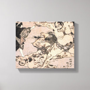 Sumo Wrestlers, Circa 1800s Japan Painting Canvas Print