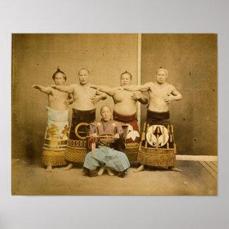 Sumo Wrestlers Japan Antique Photograph 1877 Poster