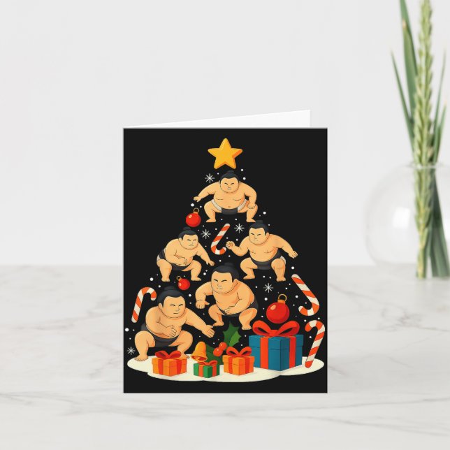 Sumo Wrestling Japanese Sumo Wrestler Christmas Tr Card (Front)