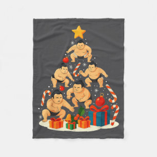 Sumo Wrestling Japanese Sumo Wrestler Christmas Tr Fleece Blanket