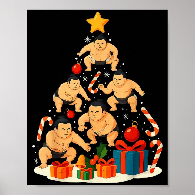 Sumo Wrestling Japanese Sumo Wrestler Christmas Tr Poster (Front)