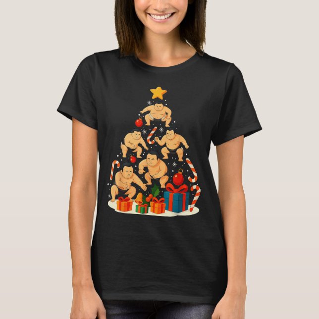 Sumo Wrestling Japanese Sumo Wrestler Christmas Tr T-Shirt (Front)