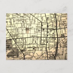 Sumter, SC Vintage Map Postcard