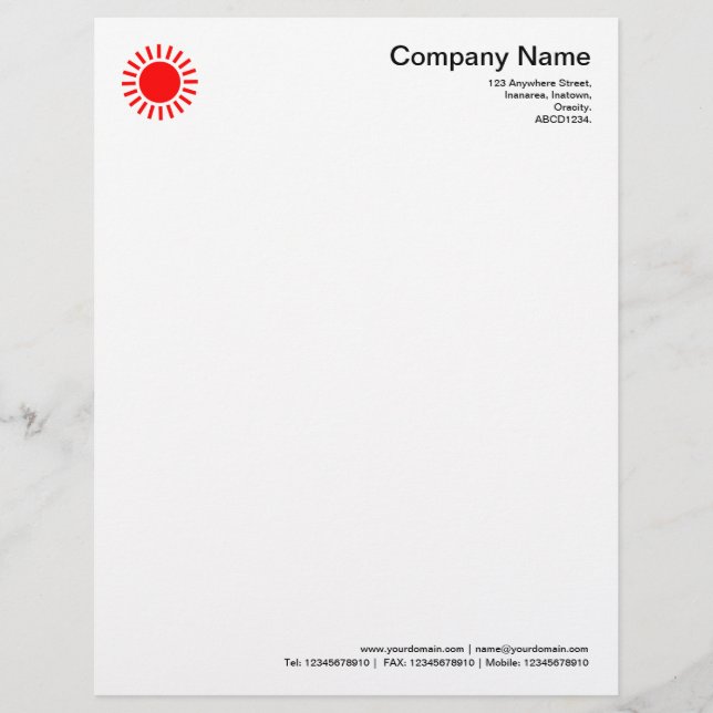 Sun 01 - Red Personalised Letterhead (Front)