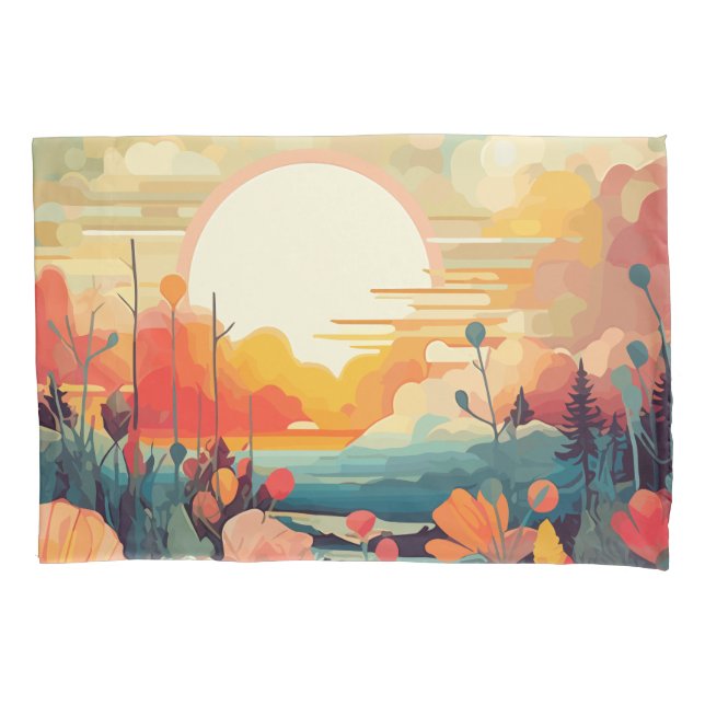 Sun abstract landscape pillowcase (Front)