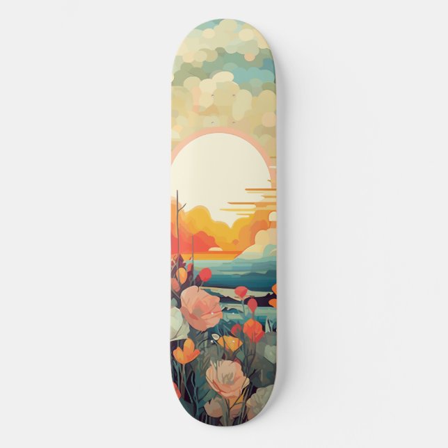 Sun abstract landscape skateboard (Front)