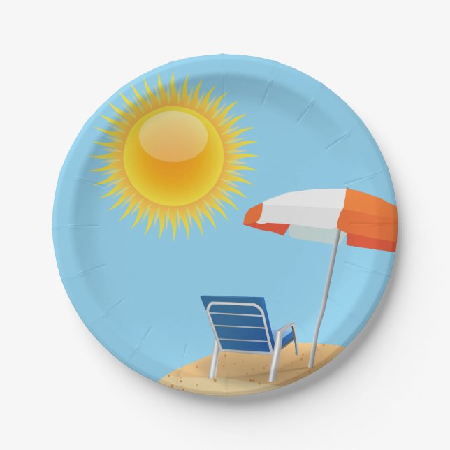 Sun and Beach Umbrella Paper Plate (Front)