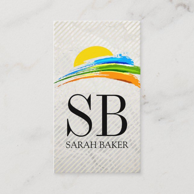 Sun and Coloured Paint Brush Business Card (Front)
