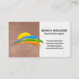 Sun and Coloured Paint Brush   Real Estate Agent Business Card