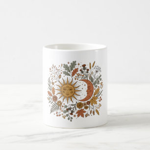 Sun and Crescent Moon Botanical Autumn Hoodie Coffee Mug