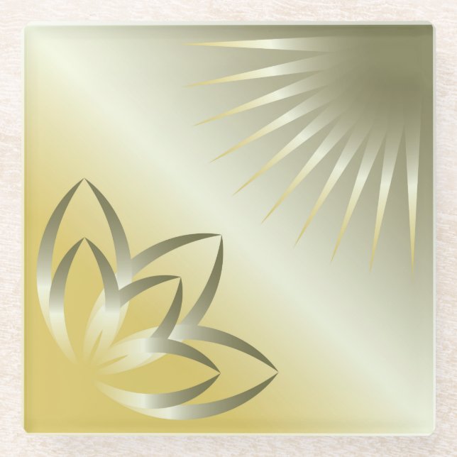 sun and flower glass coaster (Front)