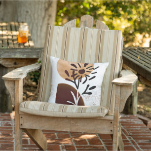 Sun and flowers minimalist art cushion