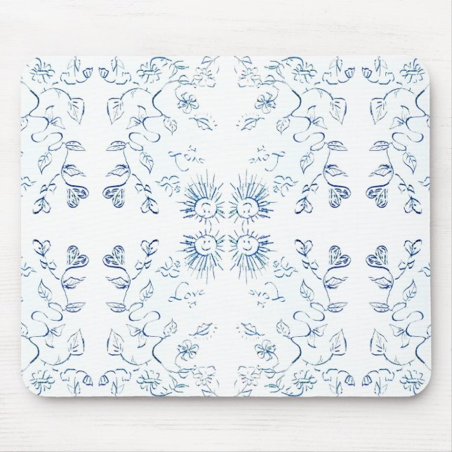 Sun And Flowers Pattern Mouse Pad (Front)