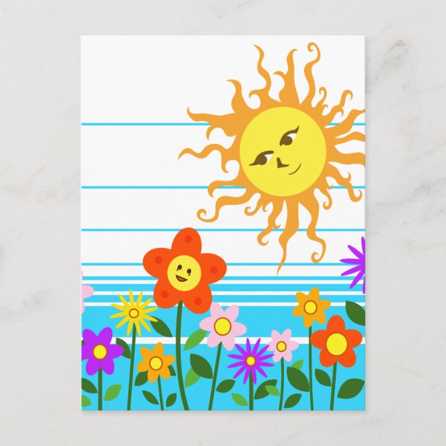 Sun and flowers postcard (Front)