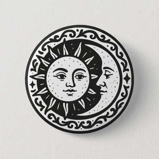 Sun And Moon 6 Cm Round Badge (Front)