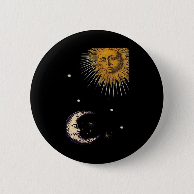 Sun And Moon 90s Whimsigoth Design 6 Cm Round Badge (Front)