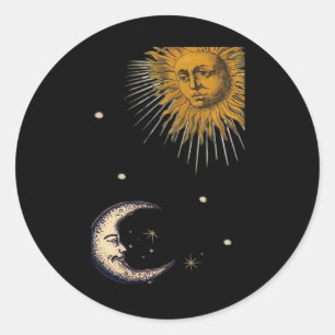 Sun And Moon 90s Whimsigoth Design Classic Round Sticker
