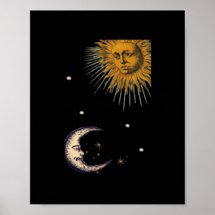 Sun And Moon 90s Whimsigoth Design Poster