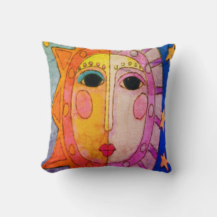 Sun and Moon Abstract Art Cushion