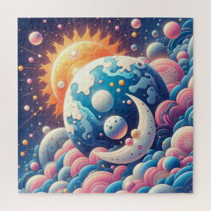 Sun and Moon Abstract Jigsaw Puzzle