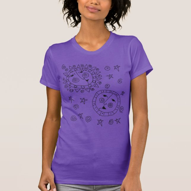 Sun and Moon Abstract Wearable Art T-Shirt (Front)