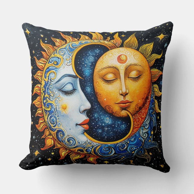Sun and Moon Artistic Illustration Cushion (Front)