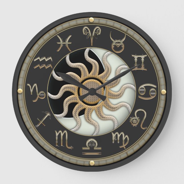Sun And Moon Astrology Symbols Large Clock (Front)