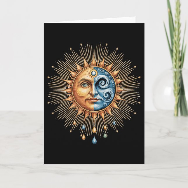 Sun And Moon Celestial Boho Mystical Hipe 90s  Card (Front)