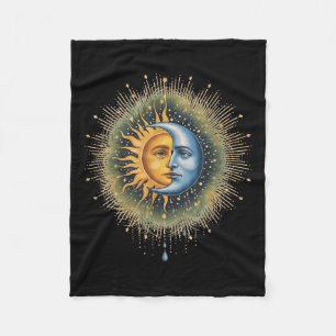 Sun And Moon Celestial Boho Mystical Hipe 90s Fleece Blanket