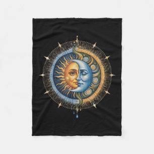 Sun And Moon Celestial Boho Mystical Hippie 90s _3 Fleece Blanket