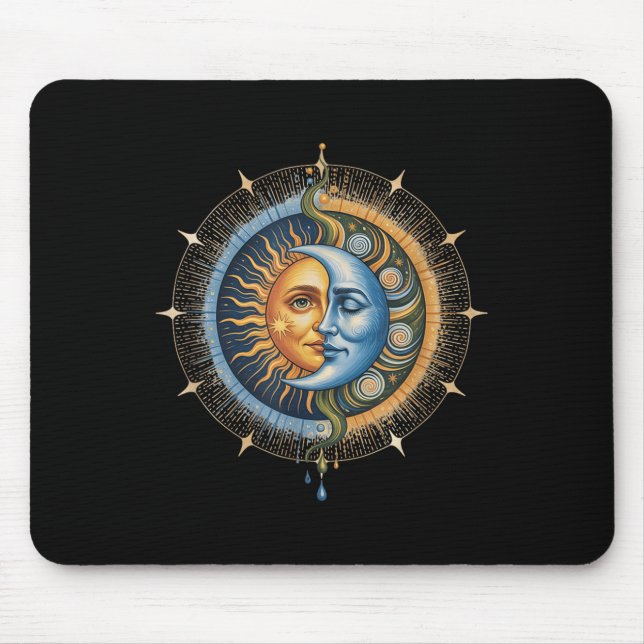 Sun And Moon Celestial Boho Mystical Hippie 90s _3 Mouse Pad (Front)