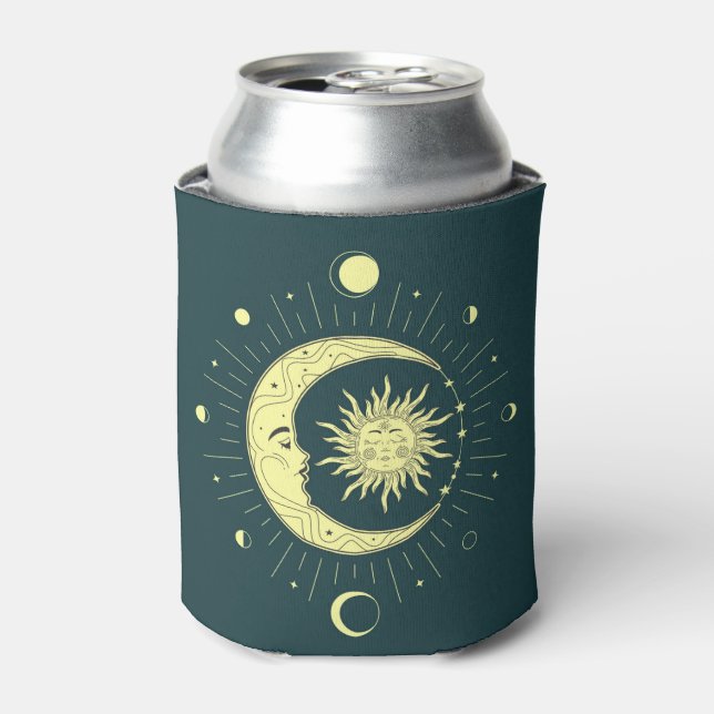 Sun and moon celestial design with moon phases can cooler (Can Front)