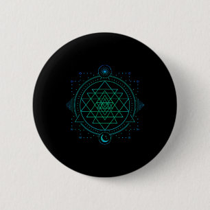 Sun And Moon Chakra Geometry Sri Yantra 6 Cm Round Badge