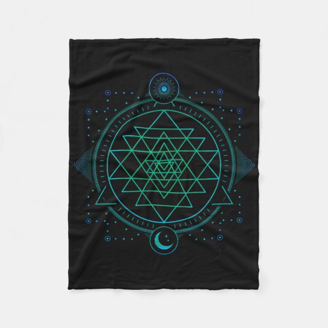 Sun And Moon Chakra Geometry Sri Yantra  Fleece Blanket (Front)