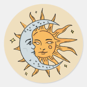 Sun and Moon Classic Round Sticker