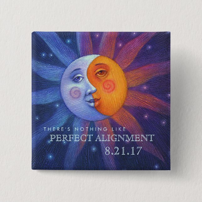 Sun and Moon Eclipse Perfect Alignment 15 Cm Square Badge (Front)
