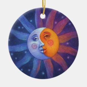 Sun and Moon Eclipse Perfect Alignment Ceramic Tree Decoration