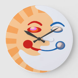 Sun and moon faces large clock