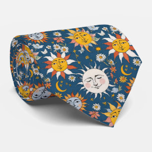 Sun and Moon Floral in Blues & Yellows Tie